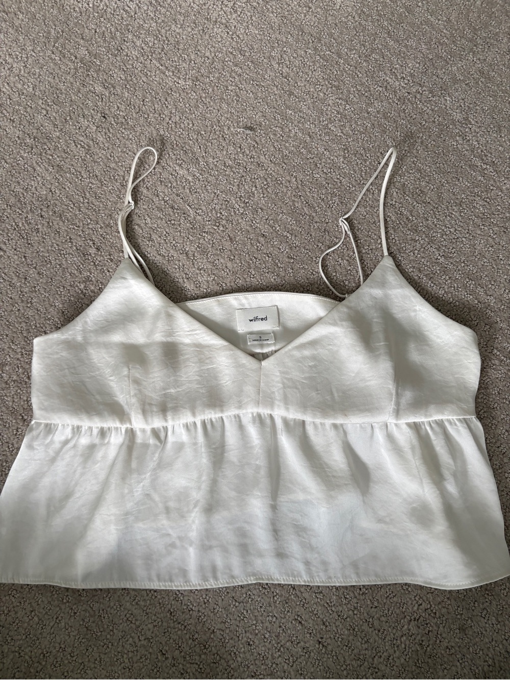 Wilfred White Linen-Blend Spaghetti Strap Peplum Cami